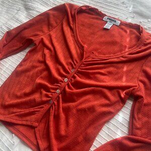 RSQ Button cropped Long Sleeved Shirt